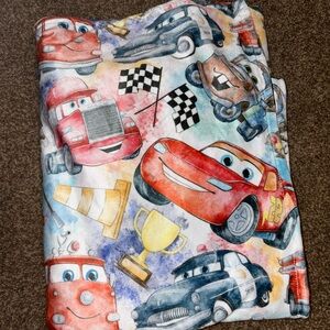Posh Peanut Red and Black Blanket with Vibrant Car Designs